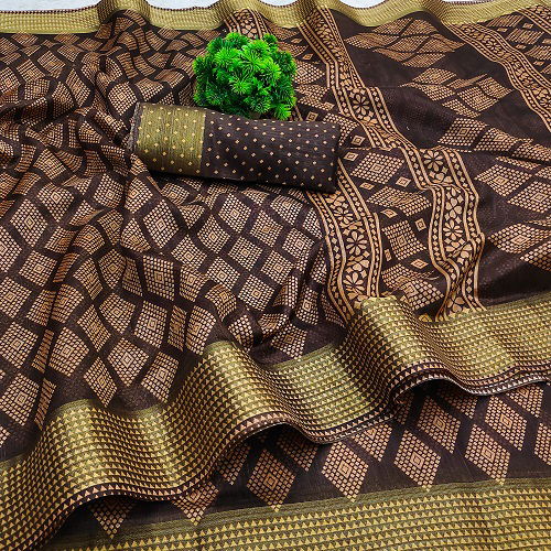 Zari Patta Gold 4 Handloom Regular Wear Wholesale Printed Sarees
